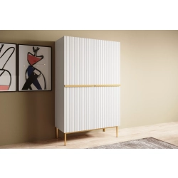 Kredens Szafka Nicole 100 cm - biały mat / złote nóżki